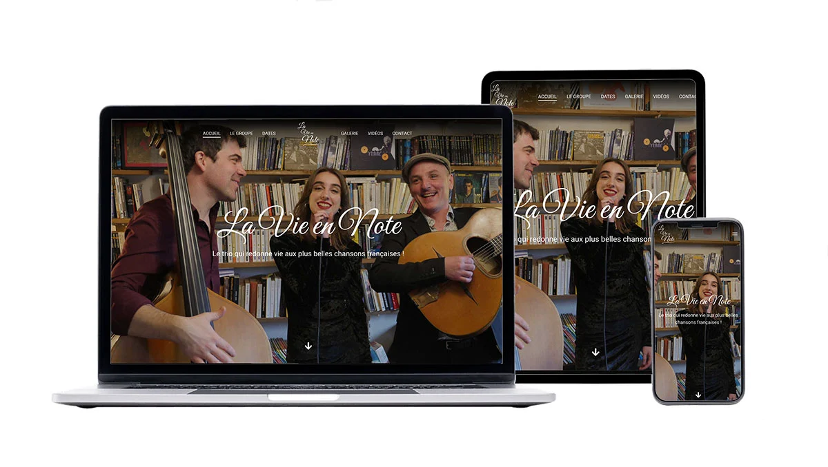mokup La vie en note, trio chansons françaises, Création site internet Bourg-en-Bresse, Design UX / UI