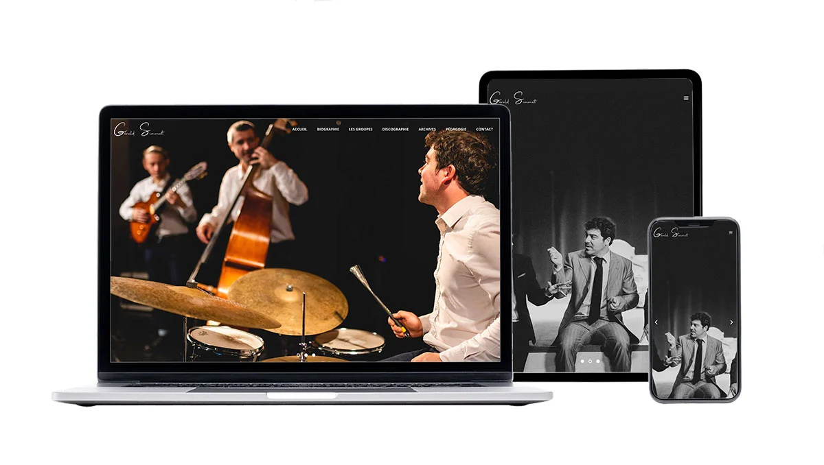 mokup de Gérald Simonet, Création site internet Bourg-en-Bresse, webdesign responsive, tablette, mobile