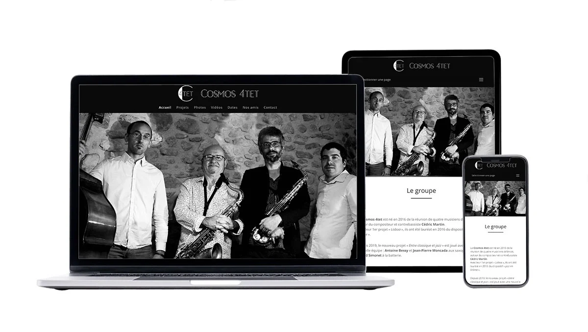 mokup de Cosmos 4 tet, Création site internet Valence, webdesign responsive, tablette, mobile