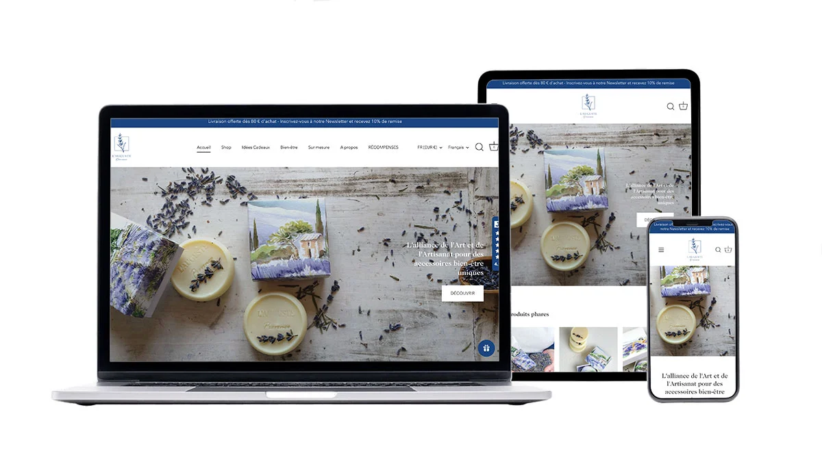 mokup de L'auguste Provence, site internet, webdesign responsive, tablette, mobile