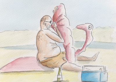 La bouée rose - Colmar - croquis, illustration, aquarelle, dessin, Nicolas Lambert, Nak illustrations
