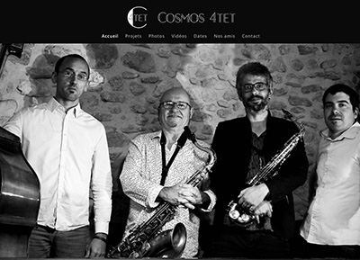Création site internet Cosmos 4tet, musique, jazz, concert, contrebasse, batterie, saxophonea