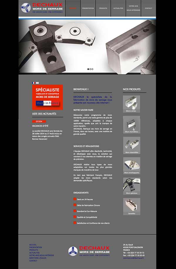 création site internet Déchaux, site vitrine pièce industrielle, webdesign Lyon