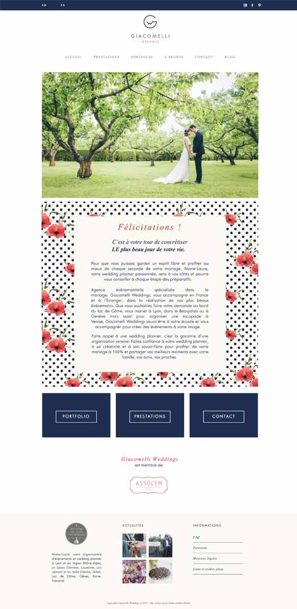 Giacomelli, Wedding Planner Lyon, Création site internet Lyon, Création graphique Lyon, site vitrine Giacomelli